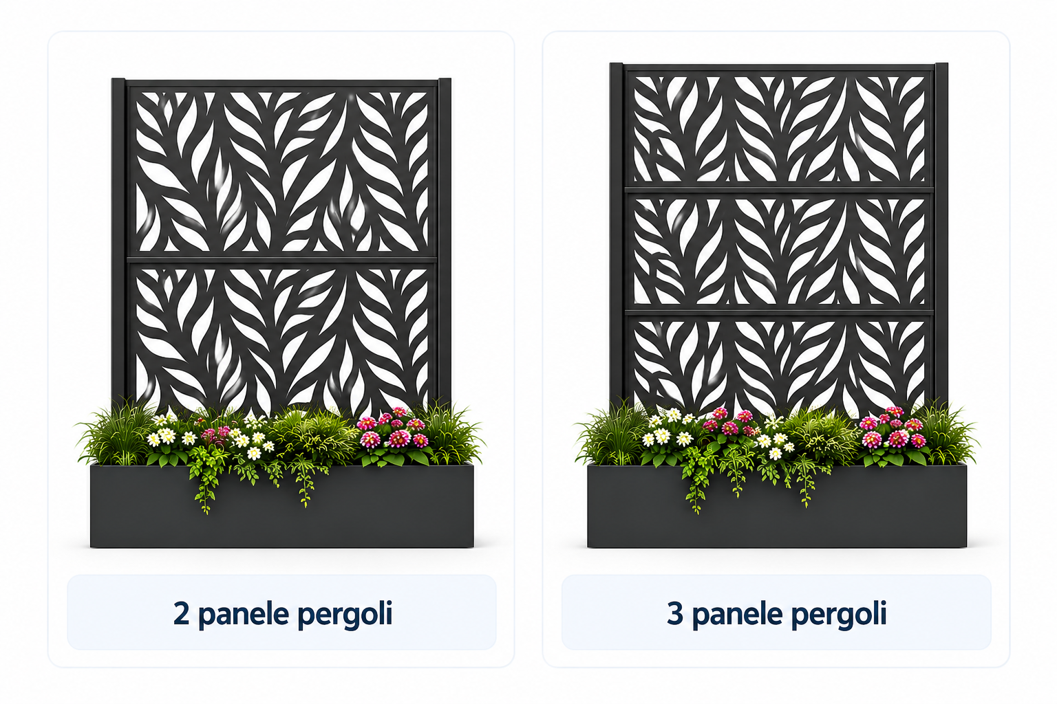 Porównanie wariantu 2 panele pergoli i 3 panele pergoli