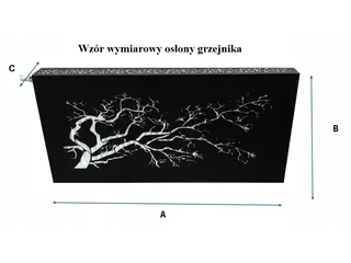 Osłona grzejnika – schemat wymiarów A, B i C